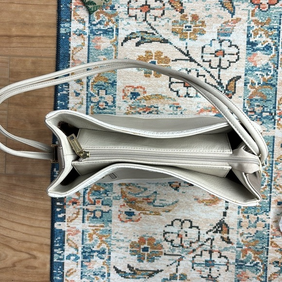 Samoe Style East/West Shopper Handbag/Shoulder Bag Faux Leather Neutral Soft - Picture 9 of 13